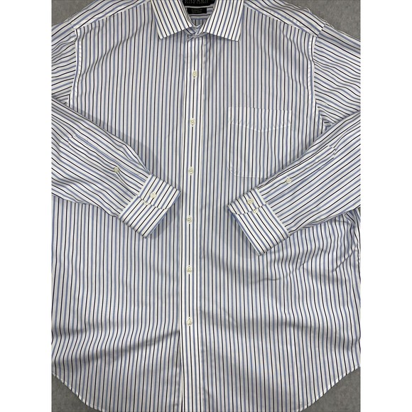 Polo Ralph Lauren Shirt Men's 17 1/2 36/37 Blue Striped Classic Fit Button Up‎ - Picture 2 of 11